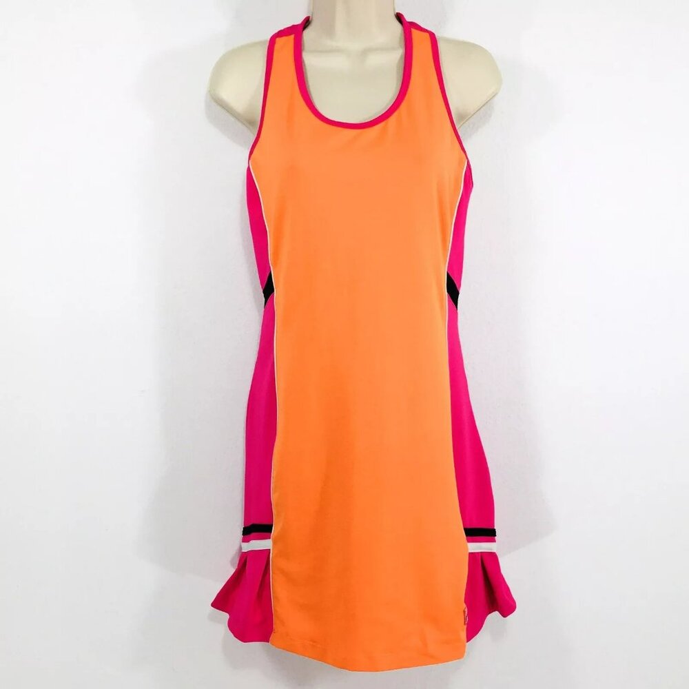 Vibrant Orange & Pink Racerback Tennis Dress
